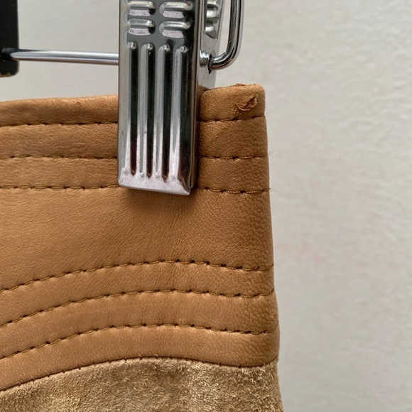 VINTAGE - Tan 1980s High Waisted Leather Suede Pencil Skirt - Picture 5 of 12